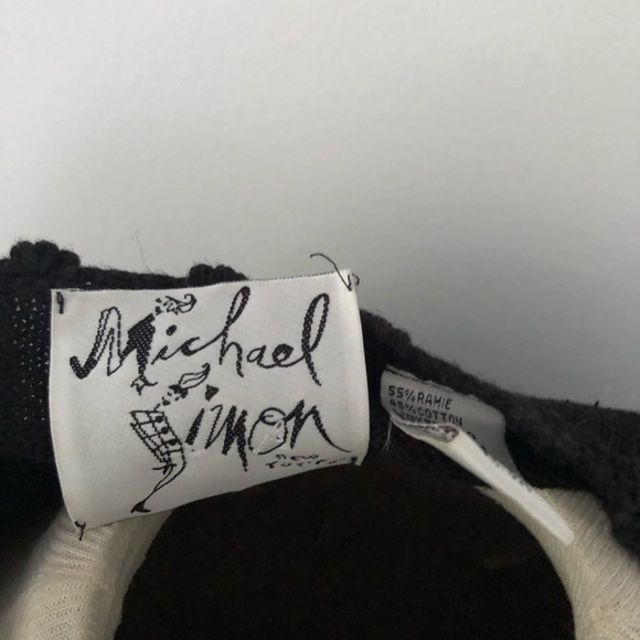 Vtg Michael Simon Crochet Floral Sweater - Picture 3 of 3